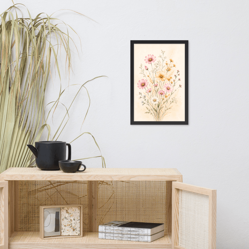 Wildflower Meadow Framed Wall Art – Soft Watercolor Floral Decor for Living Room or Bedroom — thumbnail 3
