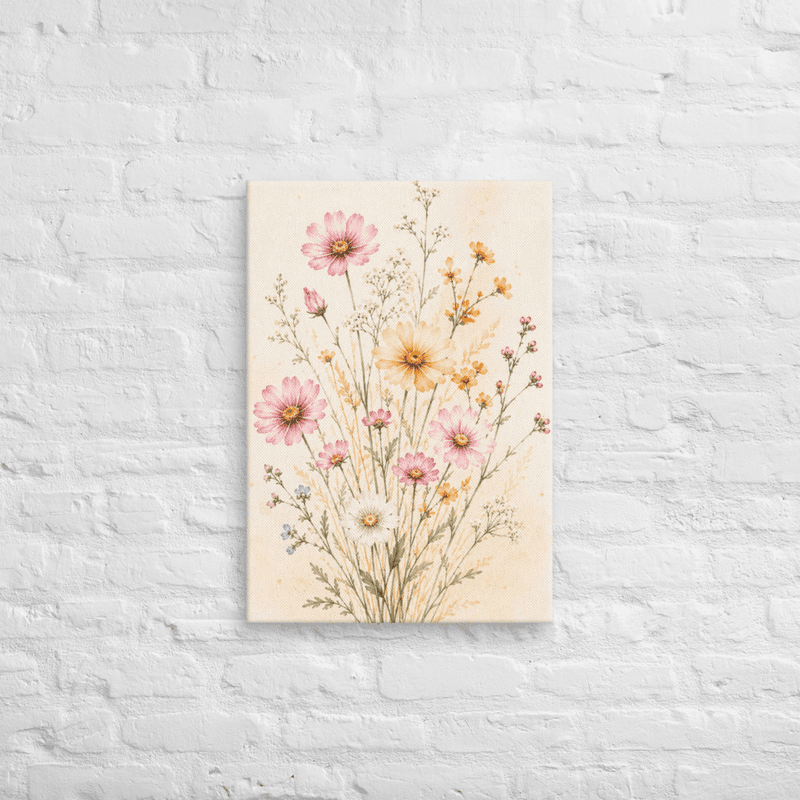 Wildflower Meadow Canvas Wall Art – Soft Watercolor Floral Print — thumbnail 2