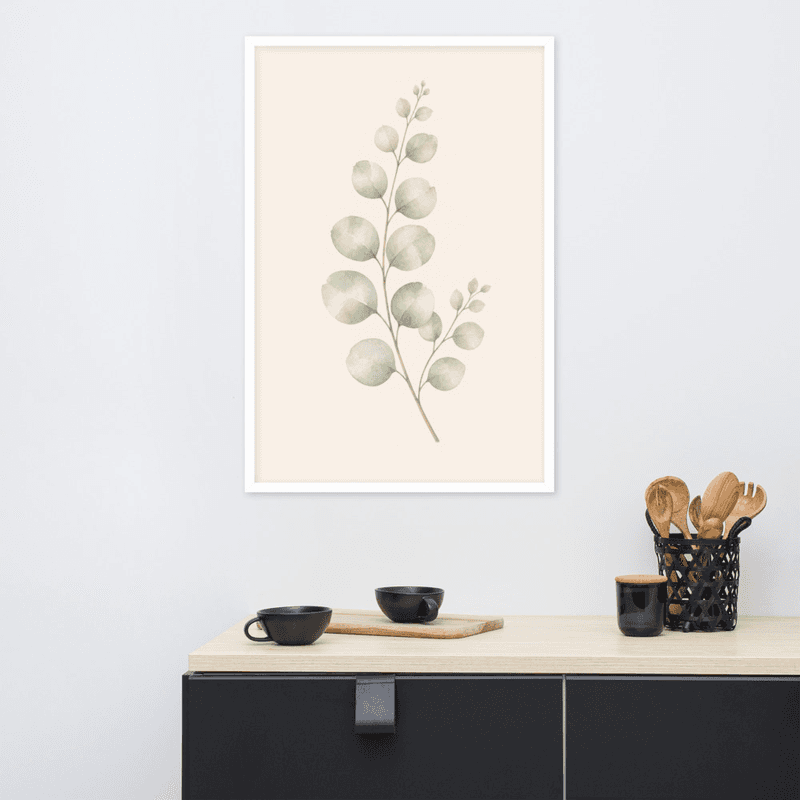 Eucalyptus Branch Framed Botanical Wall Art — Minimalist Watercolor — thumbnail 17