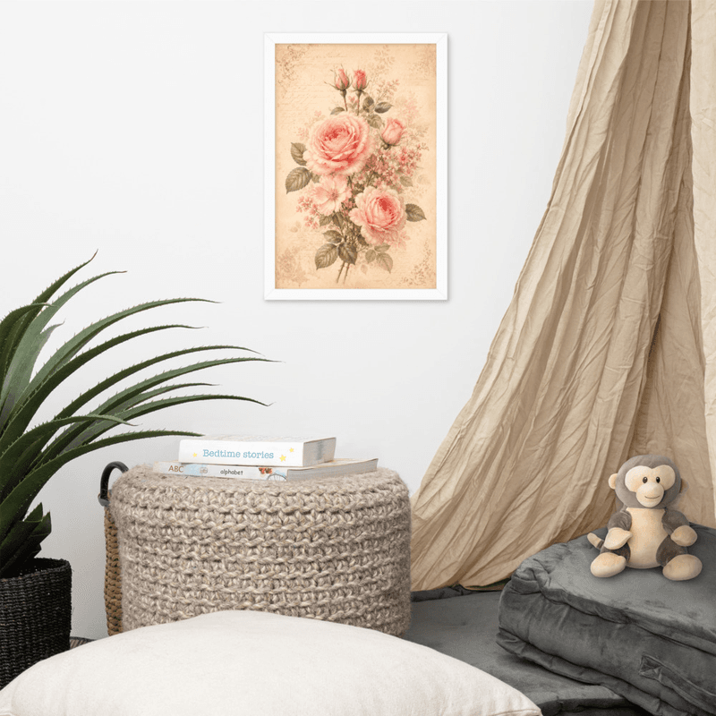 Romantic Blush Rose Botanical Framed Wall Art – Vintage Floral Wall Art for Elegant Interiors — thumbnail 13
