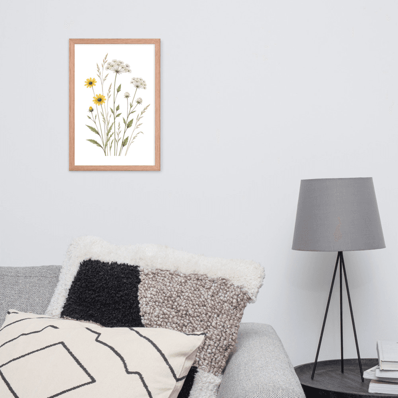 Yellow Wildflower Botanical Framed Wall Art – Meadow-Inspired Minimalist Wall Art — thumbnail 9