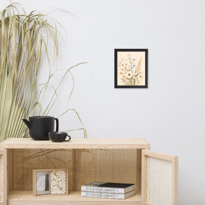 Minimalist Wildflower Framed Botanical Wall Art – Neutral Floral Wall Art for Modern Farmhouse Decor — thumbnail 2