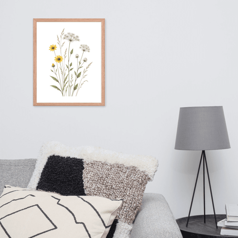 Yellow Wildflower Botanical Framed Wall Art – Meadow-Inspired Minimalist Wall Art — thumbnail 10