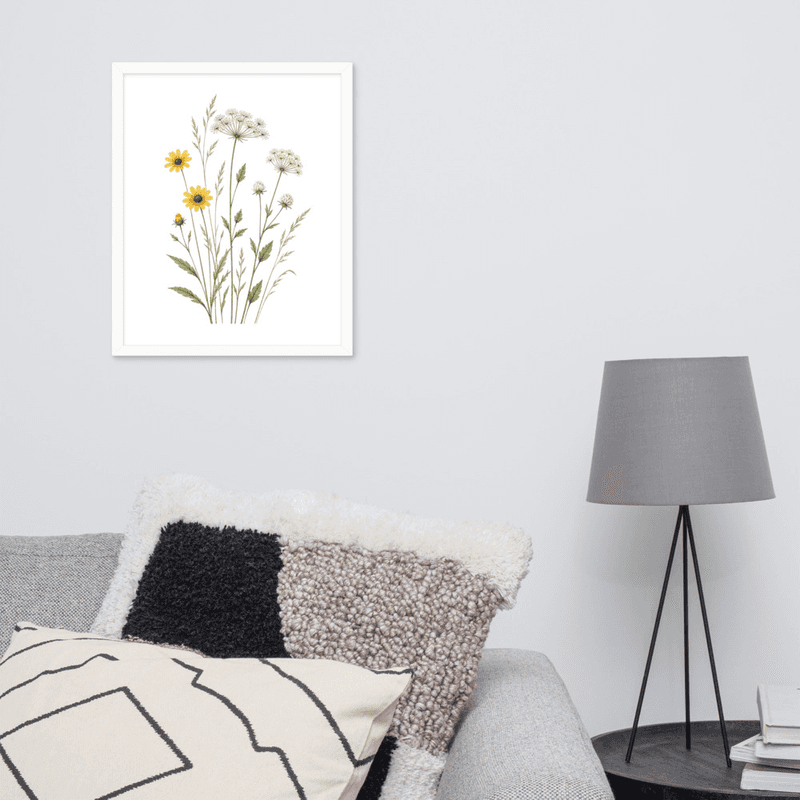 Yellow Wildflower Botanical Framed Wall Art – Meadow-Inspired Minimalist Wall Art — thumbnail 15