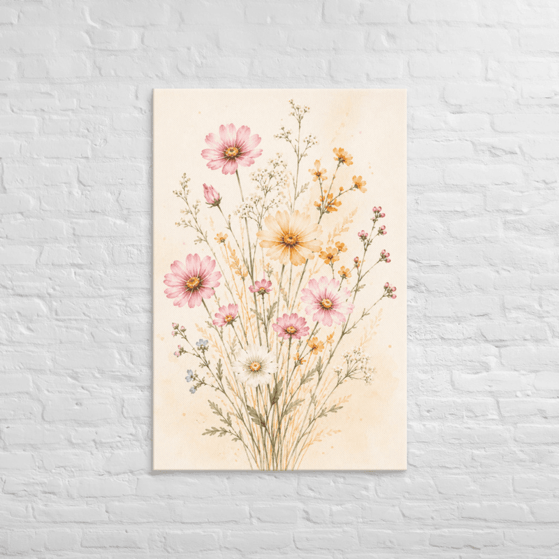 Wildflower Meadow Canvas Wall Art – Soft Watercolor Floral Print — thumbnail 4