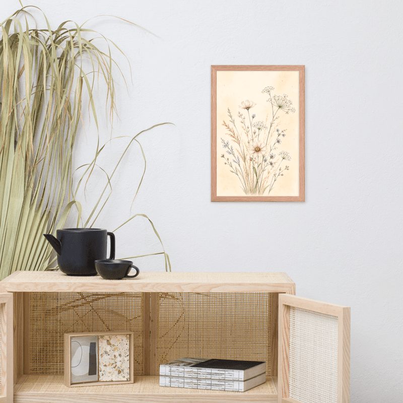 Soft Botanical Wildflower Framed Wall Art – Elegant Neutral Floral Art for Calm Interiors — thumbnail 8