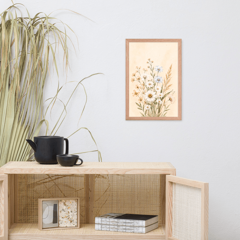 Minimalist Wildflower Framed Botanical Wall Art – Neutral Floral Wall Art for Modern Farmhouse Decor — thumbnail 8