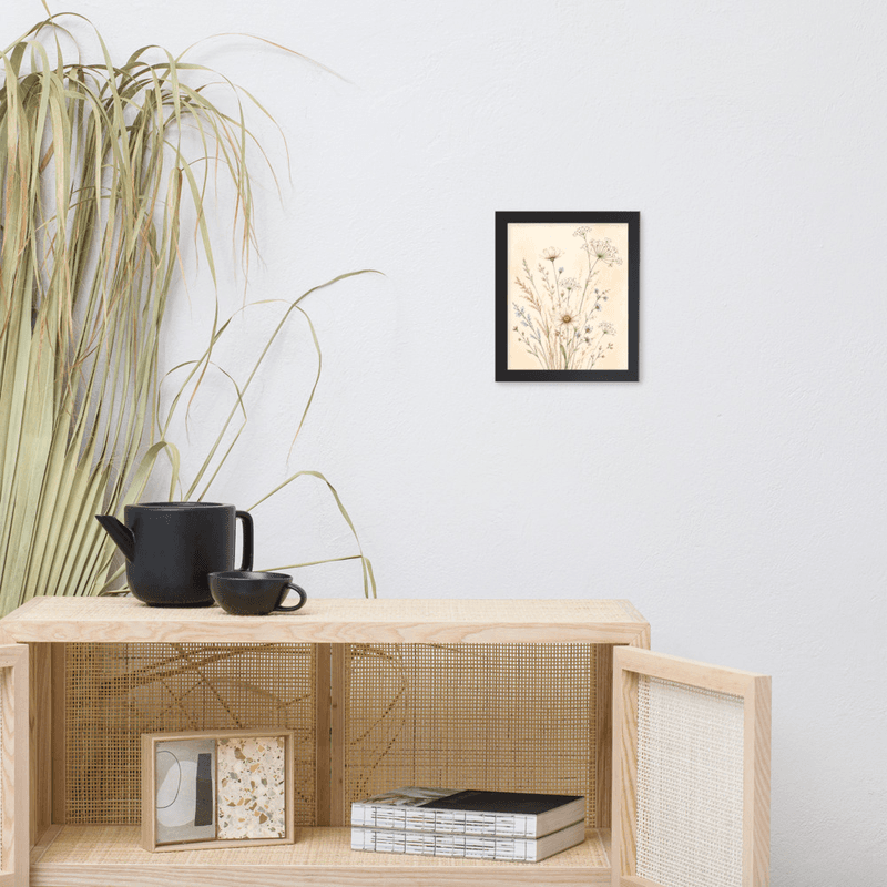 Soft Botanical Wildflower Framed Wall Art – Elegant Neutral Floral Art for Calm Interiors — thumbnail 2