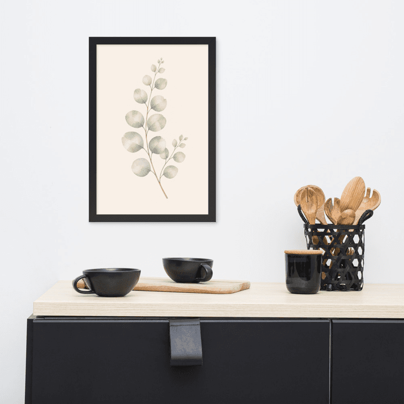 Eucalyptus Branch Framed Botanical Wall Art — Minimalist Watercolor — thumbnail 4