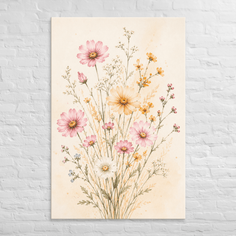 Wildflower Meadow Canvas Wall Art – Soft Watercolor Floral Print — thumbnail 5