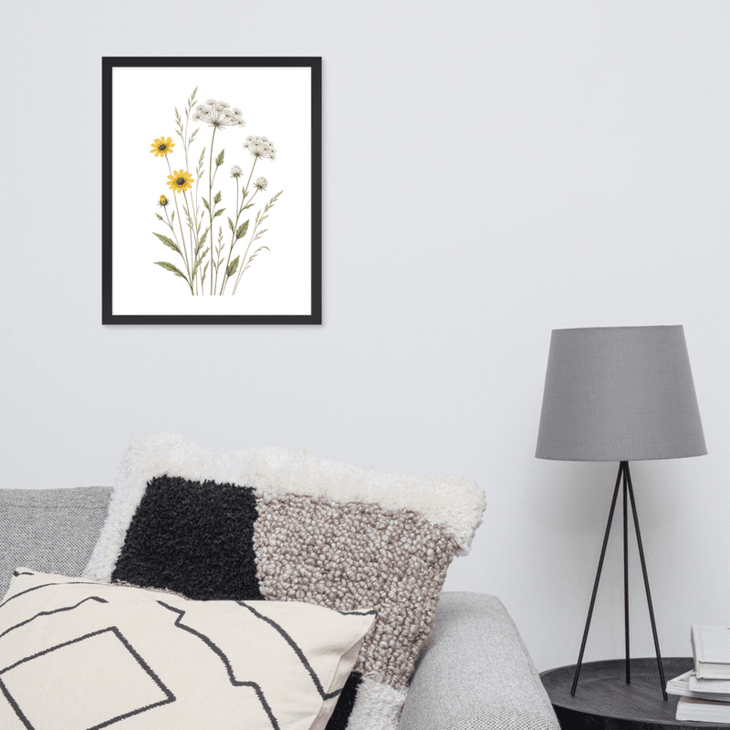 Yellow Wildflower Botanical Framed Wall Art – Meadow-Inspired Minimalist Wall Art — thumbnail 5