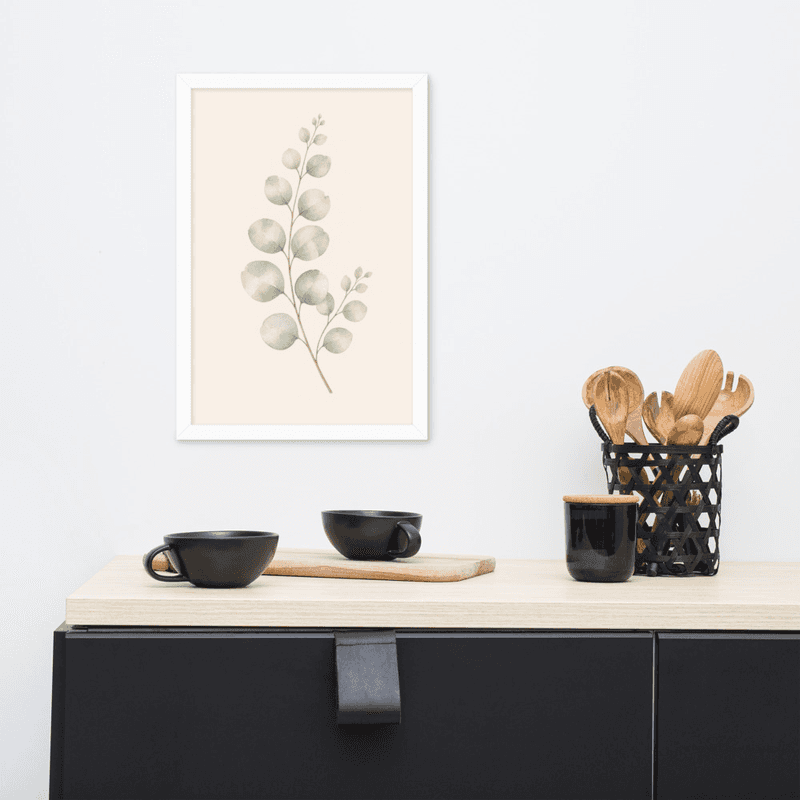 Eucalyptus Branch Framed Botanical Wall Art — Minimalist Watercolor — thumbnail 14