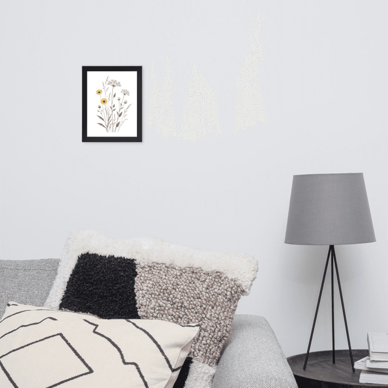 Yellow Wildflower Botanical Framed Wall Art – Meadow-Inspired Minimalist Wall Art — thumbnail 3