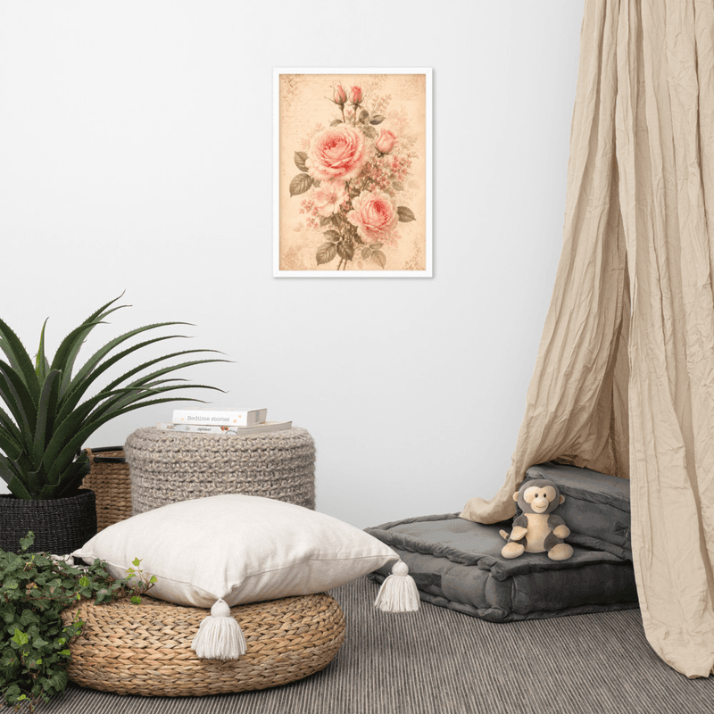 Romantic Blush Rose Botanical Framed Wall Art – Vintage Floral Wall Art for Elegant Interiors — thumbnail 15