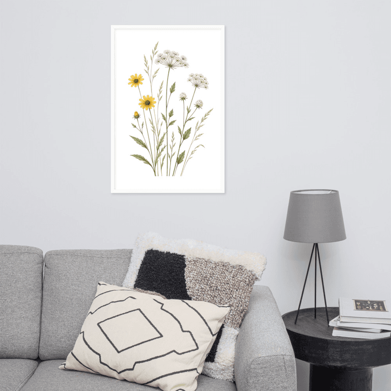 Yellow Wildflower Botanical Framed Wall Art – Meadow-Inspired Minimalist Wall Art — thumbnail 17