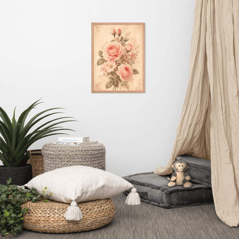 Romantic Blush Rose Botanical Framed Wall Art – Vintage Floral Wall Art for Elegant Interiors — thumbnail 10