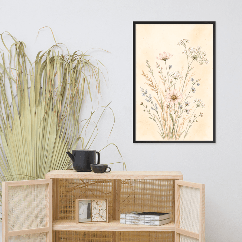 Soft Botanical Wildflower Framed Wall Art – Elegant Neutral Floral Art for Calm Interiors — thumbnail 6