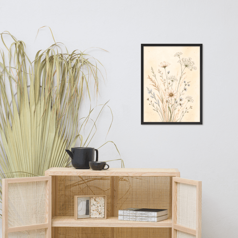 Soft Botanical Wildflower Framed Wall Art – Elegant Neutral Floral Art for Calm Interiors — thumbnail 5