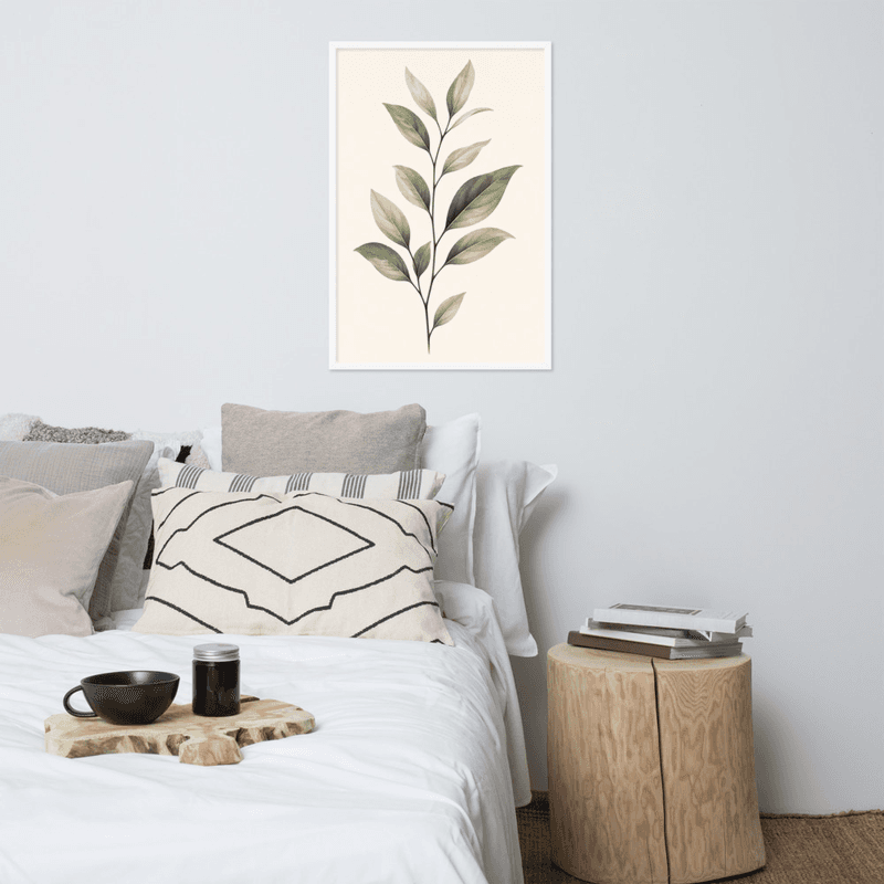 Minimalist Botanical Wall Art – Single Leaf Stem Print, Neutral Green Scandinavian Plant Decor — thumbnail 16