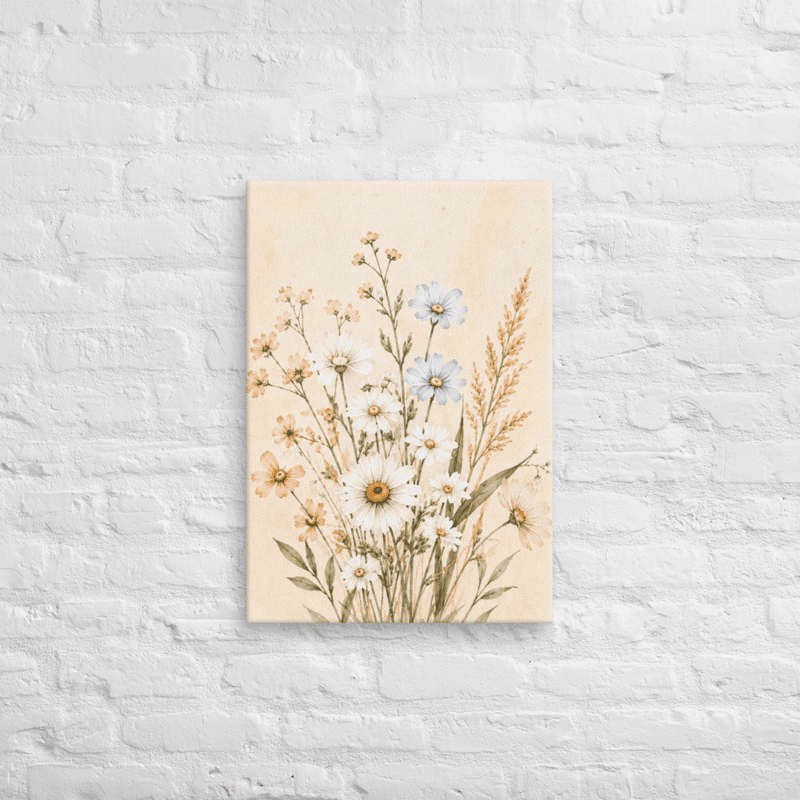 Minimalist Wildflower Canvas Wall Art – Airy Neutral Botanical Print — thumbnail 2