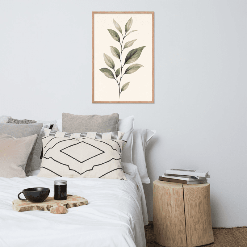 Minimalist Botanical Wall Art – Single Leaf Stem Print, Neutral Green Scandinavian Plant Decor — thumbnail 11
