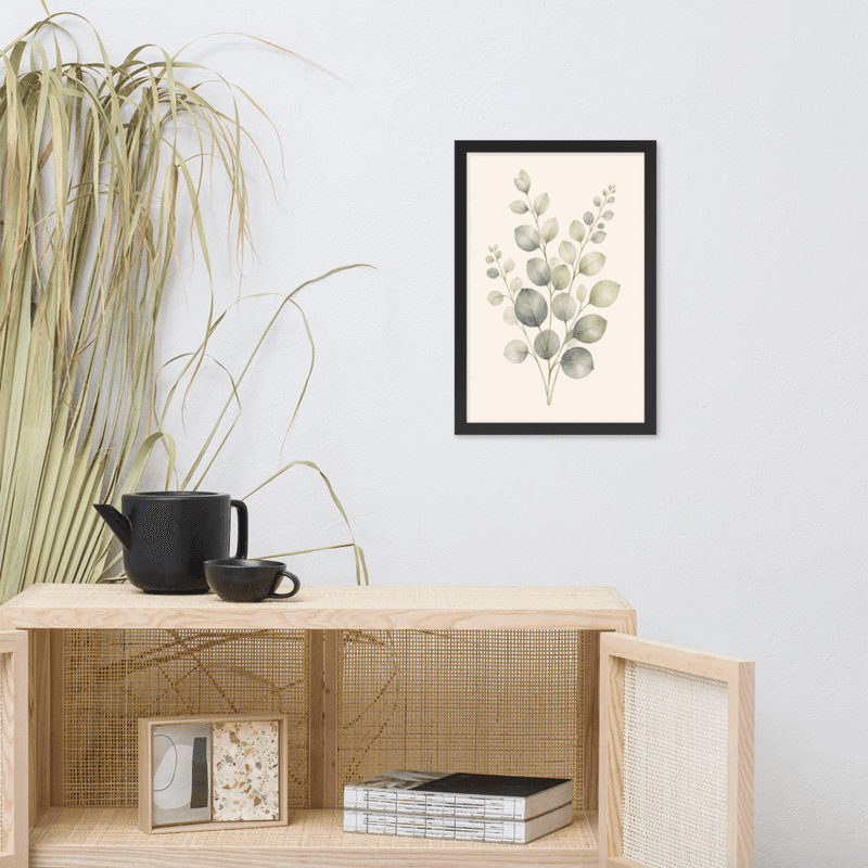 Eucalyptus Stem Framed Botanical Wall Art — Minimalist Watercolor — thumbnail 4