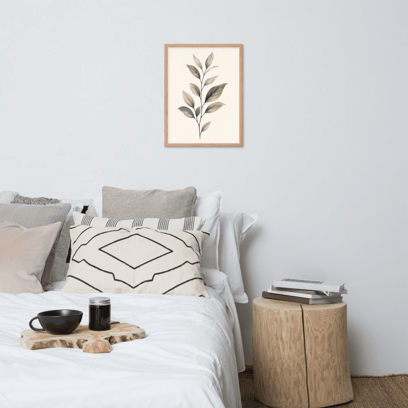 Minimalist Botanical Wall Art – Single Leaf Stem Print, Neutral Green Scandinavian Plant Decor — thumbnail 10