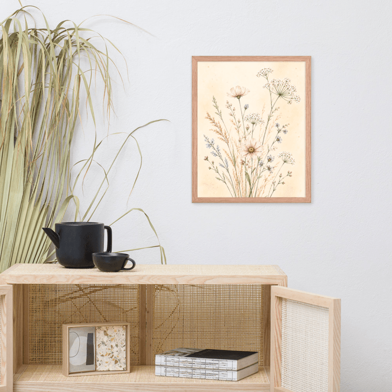 Soft Botanical Wildflower Framed Wall Art – Elegant Neutral Floral Art for Calm Interiors — thumbnail 9