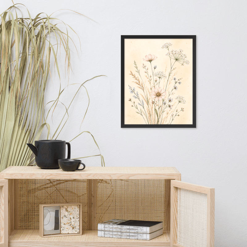 Soft Botanical Wildflower Framed Wall Art – Elegant Neutral Floral Art for Calm Interiors — thumbnail 4