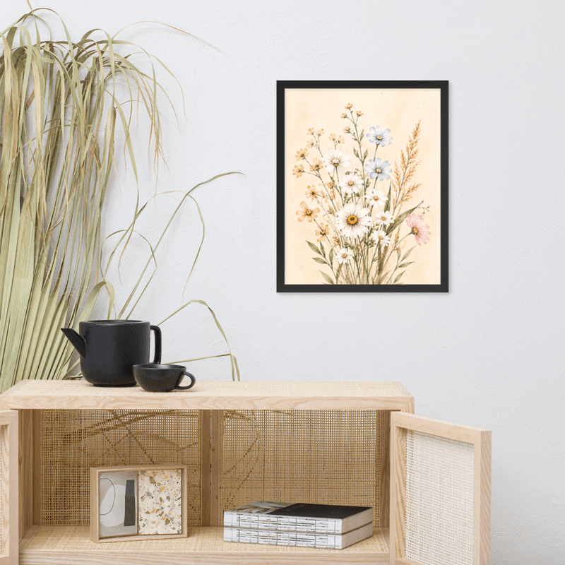 Minimalist Wildflower Framed Botanical Wall Art – Neutral Floral Wall Art for Modern Farmhouse Decor — thumbnail 4
