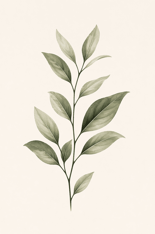 Minimalist Botanical Wall Art – Single Leaf Stem Print, Neutral Green Scandinavian Plant Decor — thumbnail 2